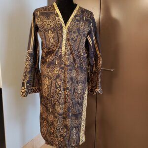 Beautiful Sapphire Black & Gold Dress - Medium